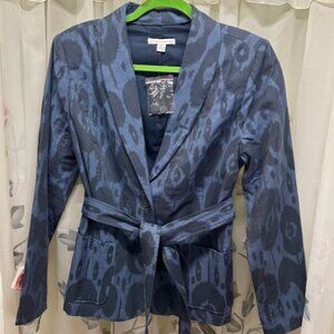 Isaaca Mizarhi Live! Belted Jacket Denim Blue and Reflective Black